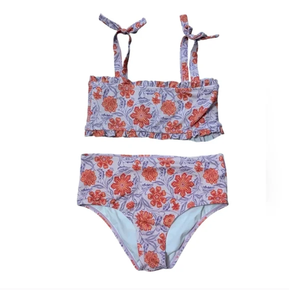 JANIE AND JACK FLORAL SMOCKED BACK 2-PIECE SWIMSUIT - Picture 10 of 12